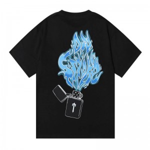 Camiseta Trapstar Flame Printing Hombre Negras España | YE31-043