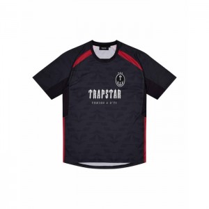 Camiseta Trapstar Irongate Football Jersey Hombre Negras Rojas España | HT86-252