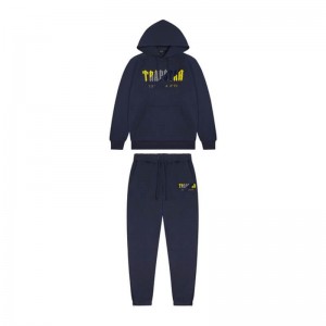 Chándal Trapstar Navy Chenille Decoded Hoodie Hombre Azul Marino Amarillo España | QW32-516