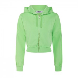 Sudadera con Capucha Trapstar Irongate Cropped Batwing Zip Hoodie Mujer Verde España | AE76-709