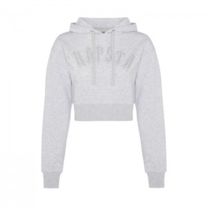 Sudadera con Capucha Trapstar Irongate Stud Cropped Hoodie Mujer Gris España | XI23-859