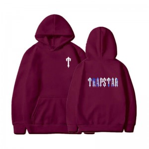 Sudadera con Capucha Trapstar T Pattern Hombre Burdeos España | NT70-893