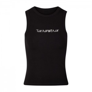 Top Trapstar Script Racer Vest Mujer Negras Blancas España | GT41-077