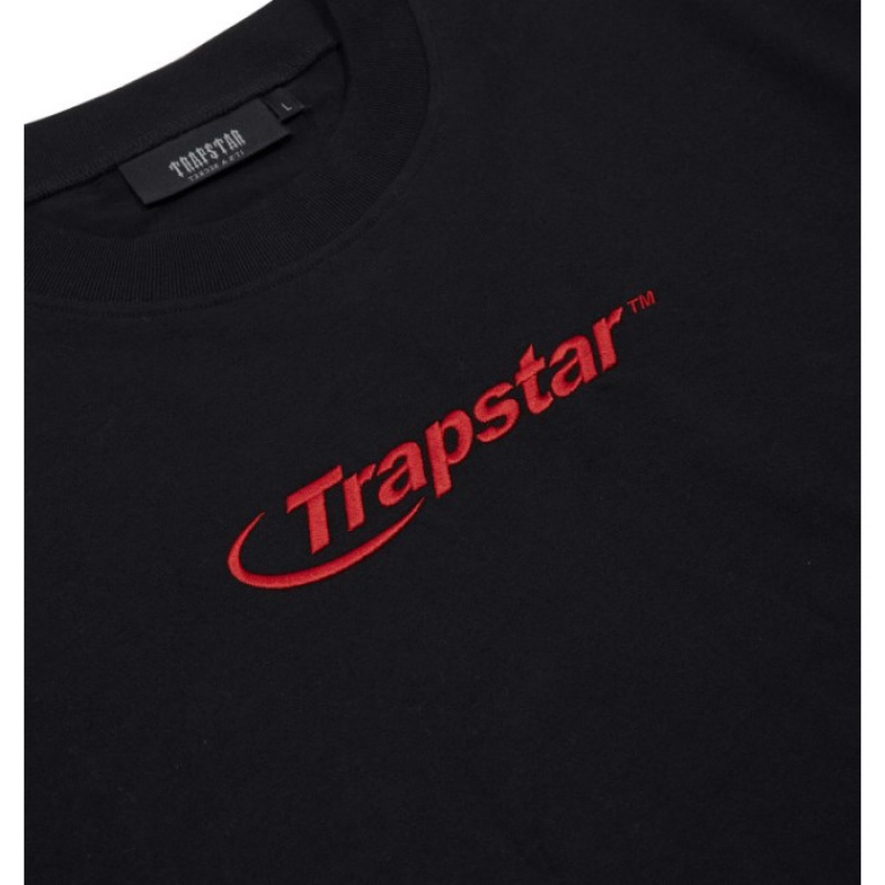 Camiseta Trapstar Hyperdrive Embroidered Tee Hombre Negras Rojas España | LX54-009