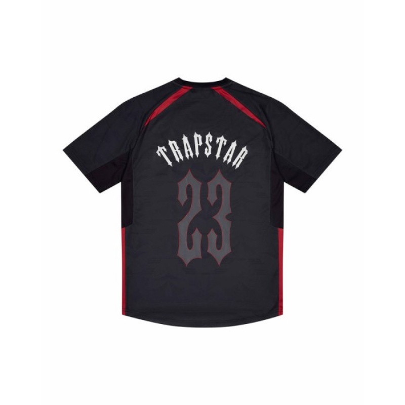 Camiseta Trapstar Irongate Football Jersey Hombre Negras Rojas España | HT86-252