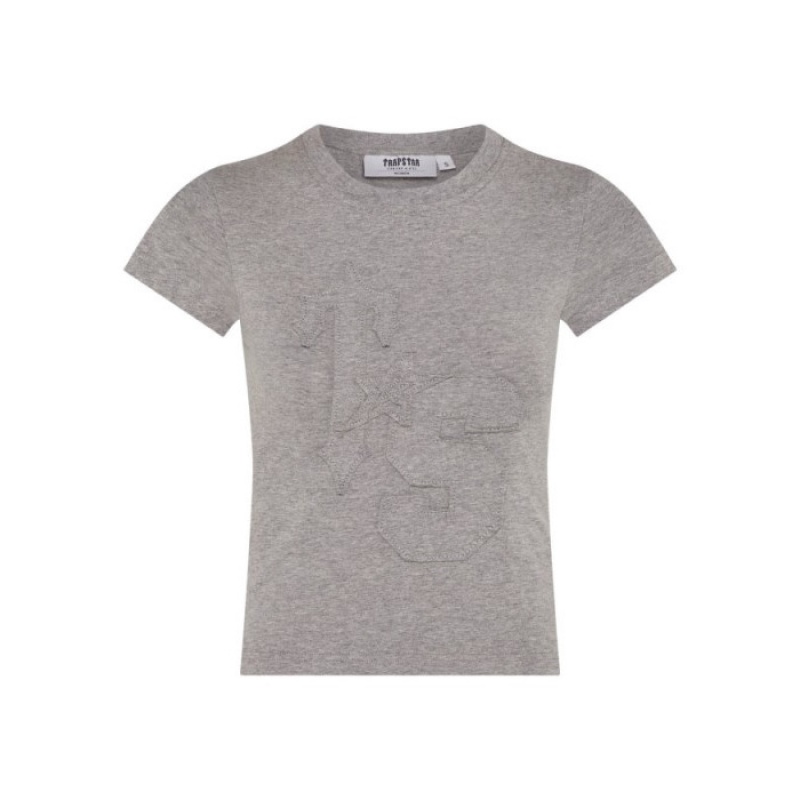 Camiseta Trapstar TS-Star Applique Baby Tee Hombre Gris España | FH05-726