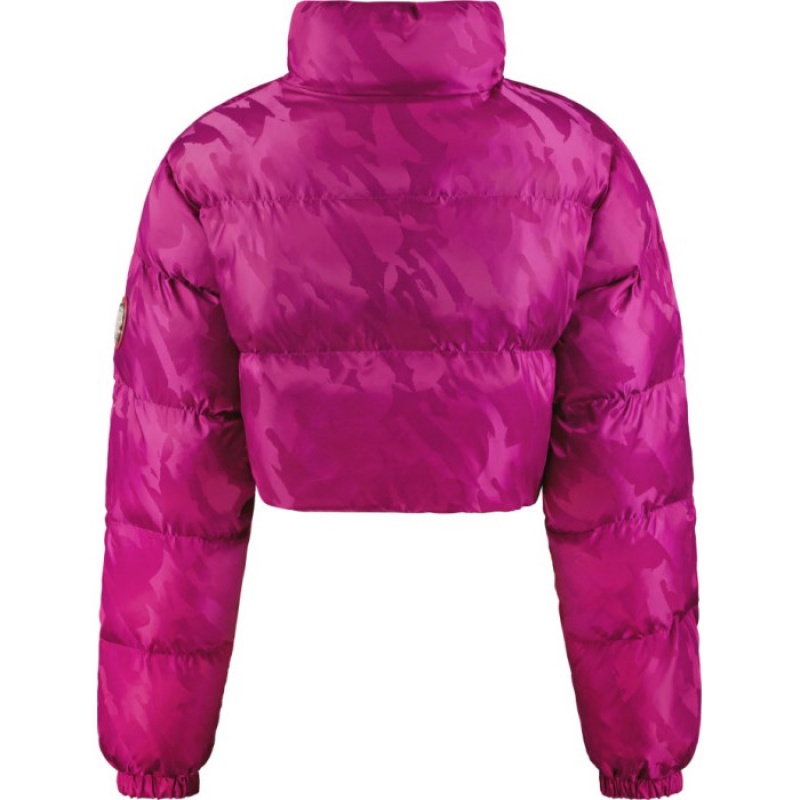 Chaquetas Trapstar Cropped T Jacquard Puffer Mujer Fucsia Rosas España | IX42-155