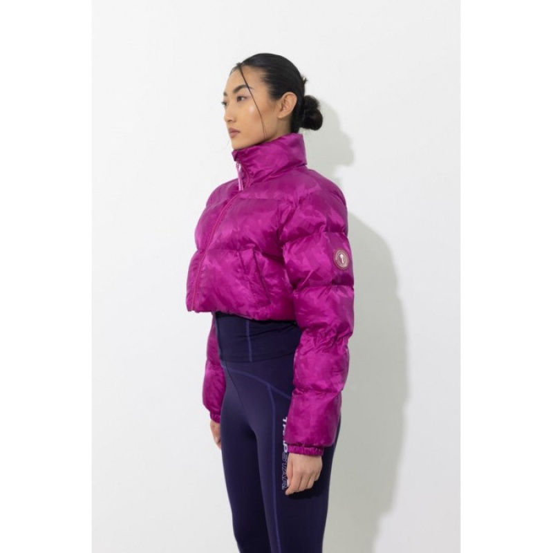 Chaquetas Trapstar Cropped T Jacquard Puffer Mujer Fucsia Rosas España | IX42-155