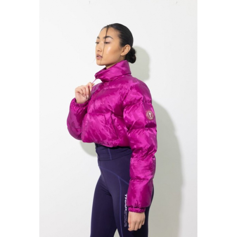 Chaquetas Trapstar Cropped T Jacquard Puffer Mujer Fucsia Rosas España | IX42-155