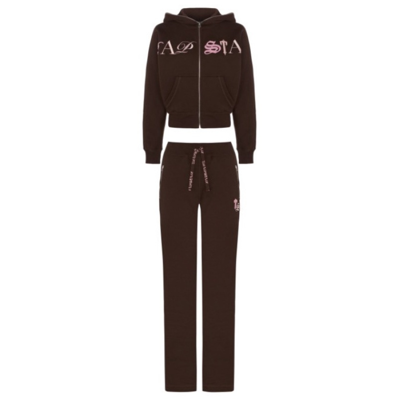 Pantalon Trapstar Script Zip Leg Jogging Bottoms Mujer Marrones Rosas España | YY84-189