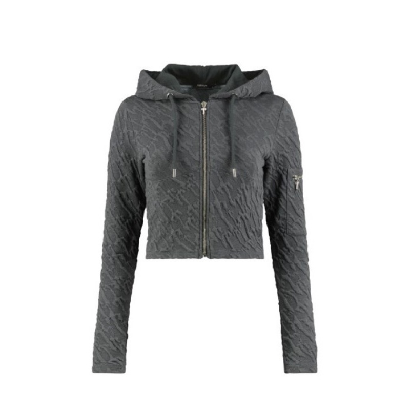 Sudadera con Capucha Trapstar Jacquard Fitted Zip Hoodie Mujer Gris España | AF45-686