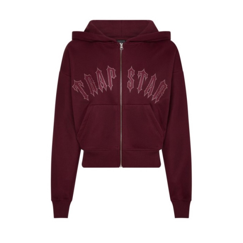 Sudadera con Capucha Trapstar Mesh Irongate Arch Hoodie Mujer Burdeos España | SC66-552