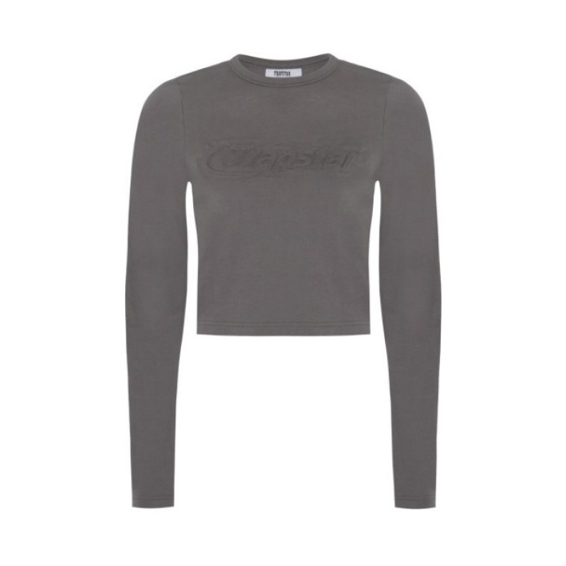 Top Trapstar Hyperdrive Cropped Long Sleeve Mujer Gris España | ZT82-490