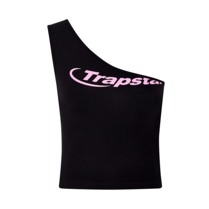 Top Trapstar Hyperdrive One Shoulder Vest Mujer Negras Rosas España | UP13-238