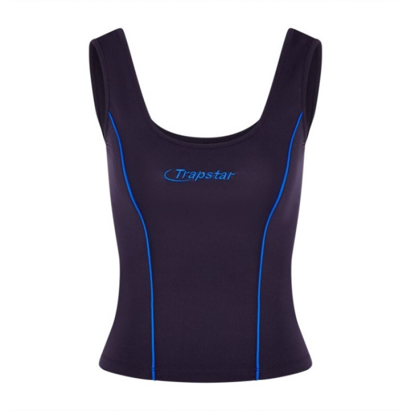 Top Trapstar Hyperdrive Piping Vest Mujer Azul Marino Azules España | BC45-878