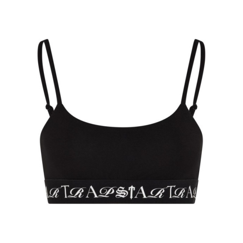 Top Trapstar Script Bra Mujer Negras Blancas España | BO37-091