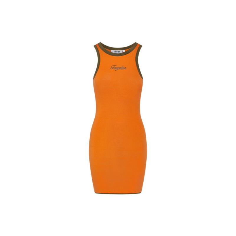 Vestido Trapstar Contrast Racer Mujer Naranjas Kaki España | OX20-389